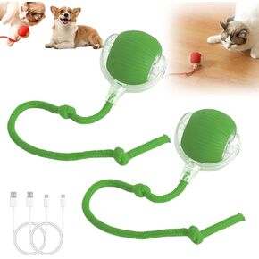2PC Interactive Dog Ball,Interactive Rolling Dog Ball,Interactive Cat Ball Toy,Interactive Cat Dog Toys Ball Fast Rolling,360° Smart Automatic Rolling Pet Ball (Red)