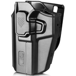 Universal OWB Holster for Canik/FN/Walther/Browning/S&W/Sarsilmaz/Sig/Girsan/Stoeger/Bersa / 1911, Fits More Than 100 Pistols, Index Finger Release System, Adj Retention, Right/Left Hand, Black/Tan