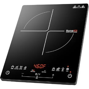 Induction Cooktop 1800W Portable Electric Stove Countertop, 8 Preset Functions & Temp Settings, 2 Cooking Modes, Timer, Child Lock for Tiny Kitchen, Apartment, Camping, RV Countertop Burner