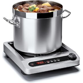 Induction Cooktop, 1800W Commercial Induction Burner, 7.3" Heating Coil Professional Countertop Stove Burner, Hot Plate 3 Hours Timer, 18 Levels Temperature & Power