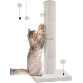 Carpet Craft Cat Scratching Post Heavy Duty for Indoor Large Cats and Adult Cats,Tall and Thicked Carpet Cat Scratcher Furniture Protector Cat Tree Tower with Interactivity Balls,Grey