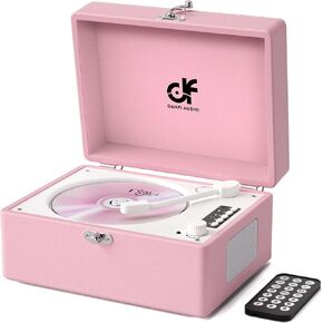 CD Player Retro with Upgraded Speakers Bluetooth in/Out Rechargeable Portable CD Player for Home with LED Screen Boombox USB Type-c Light Pink