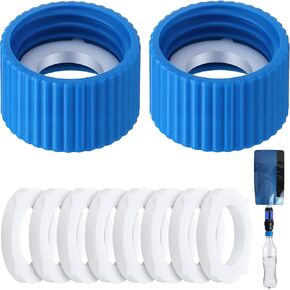 Enhon Water Filter Coupling Kit, Compatible with 28mm External Threaded Water Filters and Standard Plastic Bottles, 2 Filtration Cleaning Couplings with 10 Gasket Seals for Hiking Camping