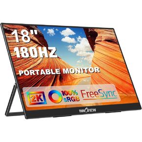 InnoView Portable Monitor for Laptop, 15.6 Inch FHD 1080P IPS Eye Care Screen with Stand 180° Adjustable, Dual Speaker Travel Monitor for Laptop PC MAC Phone PS5/4 Xbox Switch
