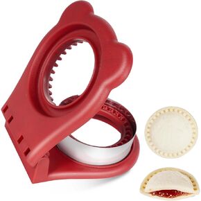 Leak-Proof & BPA-free Sandwich Cutter and Sealer for Peanut Butter&Jelly-Round Crustless Kitchen Tool,Kids Lunch Snacks Maker for Biscuit,Cookie-Dough(Red)