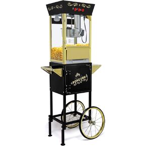 Popcorn Machine Maker With 8 Oz Kettle Makes Up to 32 Cups Popcorn Machine Cart Vintage-Style Popper on Wheels Popcorn Machines for Home (Red)