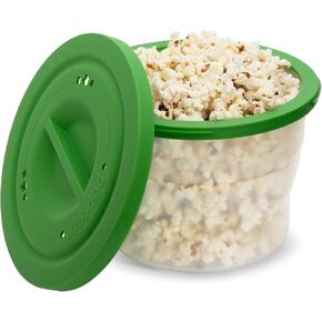 Silicone Microwave Popcorn Popper – Collapsible Popcorn Maker for Microwave, BPA-Free Silicone Popcorn Bowl with Lid, Reusable Popcorn Containers, Dishwasher Safe, 3.2 Qt (Green)
