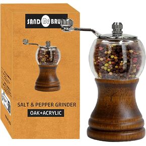 مجموعة مطحنة الفلفل، مطحنة يدوية كلاسيكية على شكل مصافحة يدوية، قطعة واحدة - 6 بوصات، مادة أكريليك EP، شفرات سيراميك مع مطحنة خشنة قابلة للتعديل، استمتع بأفضل أملاح البحر والفلفل المطحون الطازج والتوابل المختلفة in Kuwait