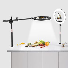 UBeesize 12" Ring Light Tripod for iPhone with Overhead Phone Mount Holder, Ring Lights with Stand and Camera Mounts for Photography/Live Streaming/TikTok/YouTube Content Creation