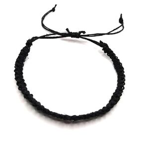 Black String Bracelet on Adjustable Hemp Cord
