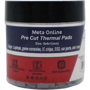 100 Piece Pre Cut Thermal Pads for Small Coils and Mosfets, Perfect for Game Consoles PS5 and Series X 6x6x1mm Meta Online
