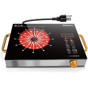 2 Burner Electric Cooktop 110V - 24 Inch Countertop Electric Stove with Handles 2000W, Two Burner Ceramic Burner with LCD Touch Screen and Knob Control, Timer, Safety Lock, 120V Plug in
