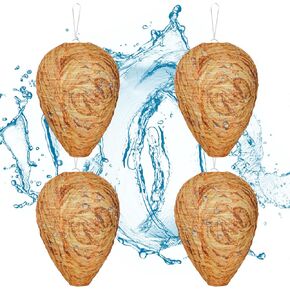 4 Pack Wasp Nest Decoys Silk Fabric Waterproof Paper Wasp Nest Decoys Hanging for Home/Garden/Outdoors