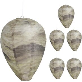 Wasp Nest Decoy, 6 Pack Fake Wasp Nest Outdoor Hanging, Paper Fake Hornets Nest Yellow Jackets for Patio Garden Yard Home