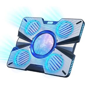 Semiconductor Laptop Cooler with Active Cooling Technology - 5 Quiet Fans Adjustable Pad Compatible with Laptops Below 19 Inch for MacBook/Dell/HP/Samsung Cooling Pad & Dual USB Ports