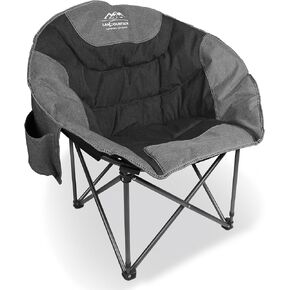 Portable Moon Camping Chair,Round Folding Lawn Chair with Cup Holder,Cooler Bag,Outdoor Heavy Duty Comfy Chairs,Perfect for Family Camping,Hiking,Picnics and Beach Trips,Blue