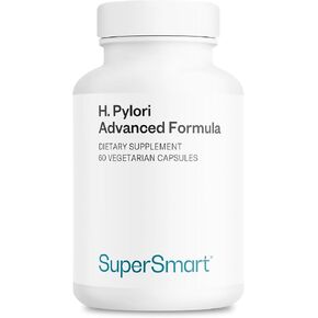 Supersmart - H. Pylori Fight Advanced Formula (Mastic Gum, Probiotics & Prebiotic) - Complete Action | Non-GMO & Gluten Free - 60 Vegetarian Capsules in Kuwait