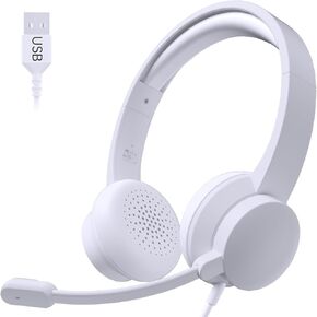 USB Headset with Microphone for PC, Wired Headphones with Mic USB Headset with Noise Cancelling Microphone, Computer Headset with Microphone for Home Office Online Class Teams Skype（Black）