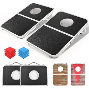 ROPODA Portable Cornhole Board Set,24 x 16 in Corn Hole Games for Adults with 8 Bean Bags, Lightweight Aluminum Alloy Edging Cornhole Set for Outdoor Games，Beach and Tailgates.