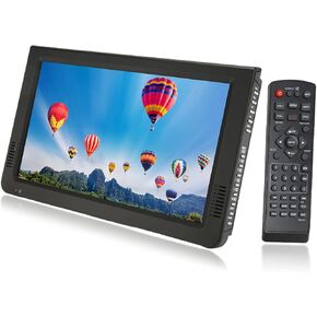Yoidesu 10in Portable Widescreen 1080P LED TV, Digital ATSC Analog Television for Car Camping Outdoor Kitchen, Smart Video Player High Sensitivity TV Tuner with HDMI SD TF USB VGA