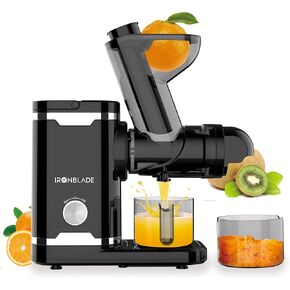 EMB Ironblade IBLJU30 Horizontal Slow Juicer, Quiet Motor, 70mm Wide Chute, Cold Press Juicer for High Juice Yield, Minimal Oxidation, Easy Clean-Up