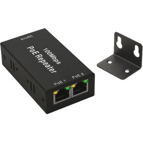 2-Port POE ethernet Extender, 1 in 2 Out POE Repeater 10/100Mbps, IEEE 802.3af PoE Switch Signal Extender Wall Mount for Security Systems IP Camera Poe Splitter, IP Phone