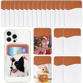 24 Pack Sublimation Blank Phone Wallet,PU Leather Phone Card Holder for Back of Phone,Phone Wallet Stick On,Credit Card Holder for Phone Case Compatible for Most of Cell Phone