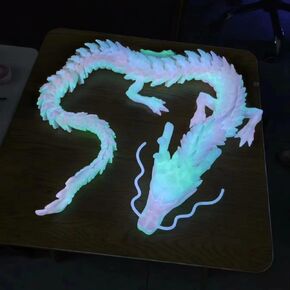 Glow 3D Printed Dragon Eggs with Dragon Inside- Glow in The Dark Surprise Egg with 11" Flexible Dragon Inside, 3D Printed Gift, Easter Egg, Articulated Dragon Toy for Birthday, Home Decor (Rainbow)