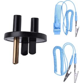 Grounded Outlet Plug, Anti-Static Wrist Strap (Adjustable up to Size XL) and Grounding Cord, Earth Connection | ESD Safe for Computer, PC Building Eelectronics in Kuwait