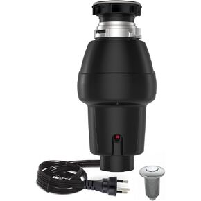 Garbage Disposal, 1 Hp Continuous Feed Food Waste Disposer with Air Switch, Compact Stainless Steel Food Waste Disposer, Food Waste Grinding System for Under Kitchen Sink, Gray