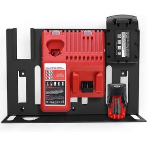 حائط جبل قوس MILWAUKEE M12 M18 بطارية وشاحن ، تخزين البطارية لـ 12V18V ، حامل البطارية المعدني 5 وحامل الشاحن لغرفة الأدوات والمرآب