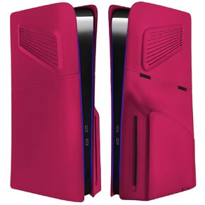 SIKEMAY PS5 Slim Cover Plates Compatible with PlayStation 5 Slim Console Disc Edition, PS5 Slim Accessories Faceplate with Cooling Vents Shockproof Replacement Protective Custom Shell Skin (Red)