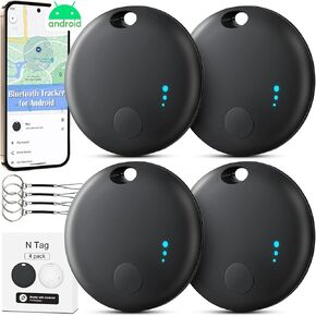 Bluetooth Tracker for Android, 4 Pack Item Finder Work with Google Find My Device App, Keys Finder and Item Locator for Keys Wallet Bags Pets ONLY Android, Smart Tracking Tag for Luggage, Backpack