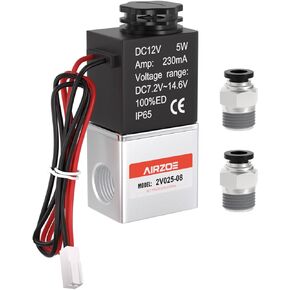1/4"NPT 12V Solenoid Valve,2 Way Normally Closed Electric Solenoid Valve(Junction Box) 2V025-08