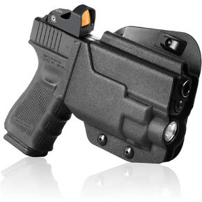 Kydex Light Holster for Glock 17/19/22/23/31/32/44/45 with Streamlight TLR-7/TLR-7A/TLR-7X/ TLR-8/TLR-8XG, Optic Cut Fit Red Dot Sight, Black