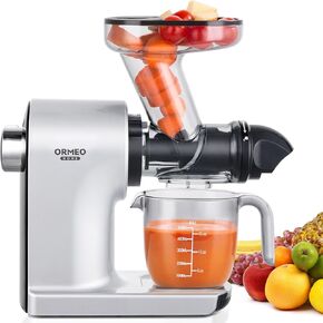 Slow Juicer Machines,ORMEO HOME Cold Press Juicer with Single Knob Control,3.60"Large Feed Chute For Vegetable and Fruit,Masticating Juicers Easy to Clean,BPA-Free,High Juice Yield (Black)