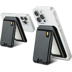 isee Magnetic Card Holder Wallet with MagSafe, Adjustable Stand for iPhone 16/15/14/13/12 Series Holds 5 Cards (Black)