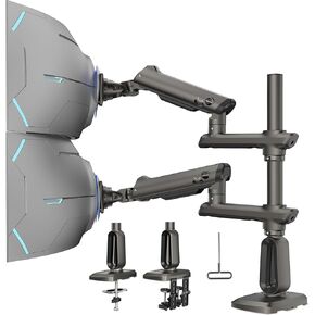 HUANUO Dual Monitor Arm for 17-49" Ultrawide Screens up to 40 lbs, Heavy Duty Aluminum Extra Tall Monitor Desk Mount, Vertical Stacked Fully Adjustable Dual Monitor Mount, Max VESA 100x100