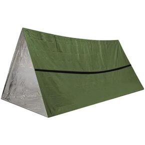 Emergency Survival Tent. 2-Person Tube Shelter Waterproof & Windproof Reusable Thermal Blanket Compact,Lightweight Includes SOS Whistle Perfect for Camping, Hiking, and Emergencies.