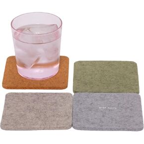 Graf Lantz - قواعد أكواب Bierfilzl - مربعة - 100٪ صوف ميرينو - فتل الرطوبة - مقاومة للحرارة - مستدامة - ماصة - ديكور المنزل - هدية الترحيب بالمنزل - مجموعة 6 قواعد أكواب - 4 × 4 × 5 مم - المحيط