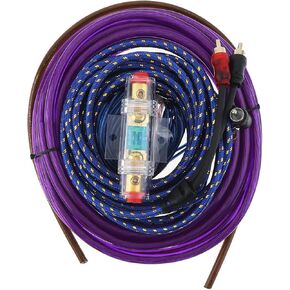 8 Gauge Amp Wiring Kit, 1 Set of Car Power Amplifier Car Speaker Woofer Cables Car Power Amplifier Audio Line Power Line with Fuse Suit, Purple