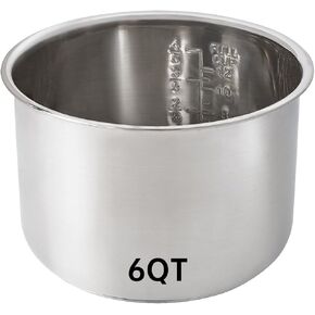 Replacement Inner Pot for Instant 6 quart - Stainless Steel Rice Cooker Pot Replacement, Polished Surface with Markings, Nonstick Replacement Insert Liner, for Instant Pot Accessories