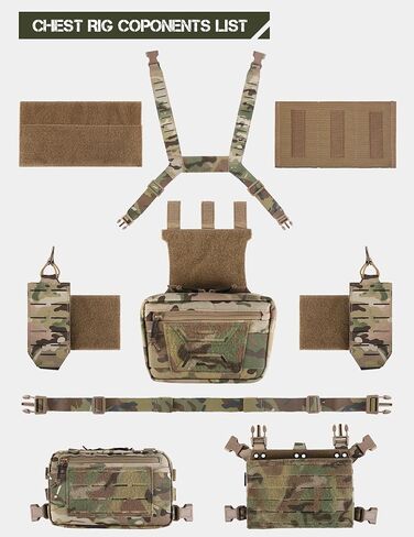 Chest Rig-Tactical Chest Rig，Molle Modular Micro Fight Chest Rigs Adjustable&Detachable with 5.56/7.62 Magazine Pouch in Saudi Arabia