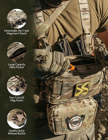 Chest Rig-Tactical Chest Rig，Molle Modular Micro Fight Chest Rigs Adjustable&Detachable with 5.56/7.62 Magazine Pouch in Saudi Arabia