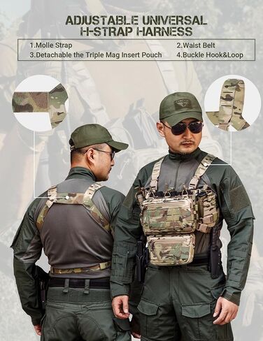 Chest Rig-Tactical Chest Rig，Molle Modular Micro Fight Chest Rigs Adjustable&Detachable with 5.56/7.62 Magazine Pouch in Saudi Arabia