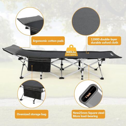 Homdox Camping cot Folding Outdoor Camping Travel Cot and Cot Pad - Quality Lightweight Portable Heavy Duty Adult & Kids Travel Cot Double Layer Oxford Camp Cots for Camp/Office/Home in Saudi Arabia