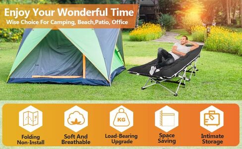 Homdox Camping cot Folding Outdoor Camping Travel Cot and Cot Pad - Quality Lightweight Portable Heavy Duty Adult & Kids Travel Cot Double Layer Oxford Camp Cots for Camp/Office/Home in Saudi Arabia