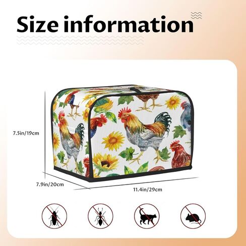 Toaster Cover 2 Slice Rustic Rooster Hen Painting Toaster Cover Waterproof Kitchen Small Appliance Covers Microwave Oven Dust-Proof Bread Cover, Women Gift in Saudi Arabia