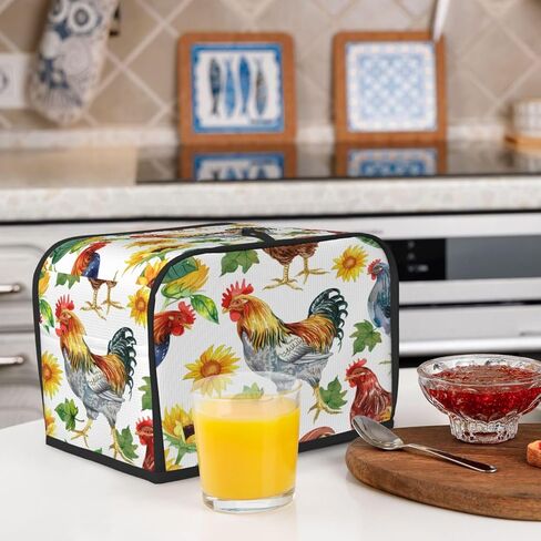 Toaster Cover 2 Slice Rustic Rooster Hen Painting Toaster Cover Waterproof Kitchen Small Appliance Covers Microwave Oven Dust-Proof Bread Cover, Women Gift in Saudi Arabia