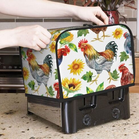 Toaster Cover 2 Slice Rustic Rooster Hen Painting Toaster Cover Waterproof Kitchen Small Appliance Covers Microwave Oven Dust-Proof Bread Cover, Women Gift in Saudi Arabia